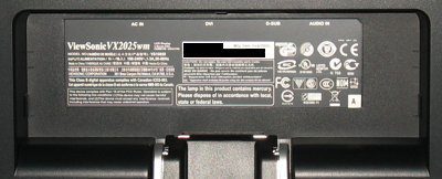 Viewsonic Vx2025wm Monitor Viewsonic Vx2025wm Anschlussabdeckung2