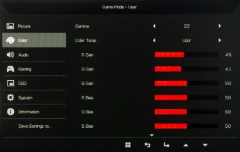 Farbeinstellungen im OSD
